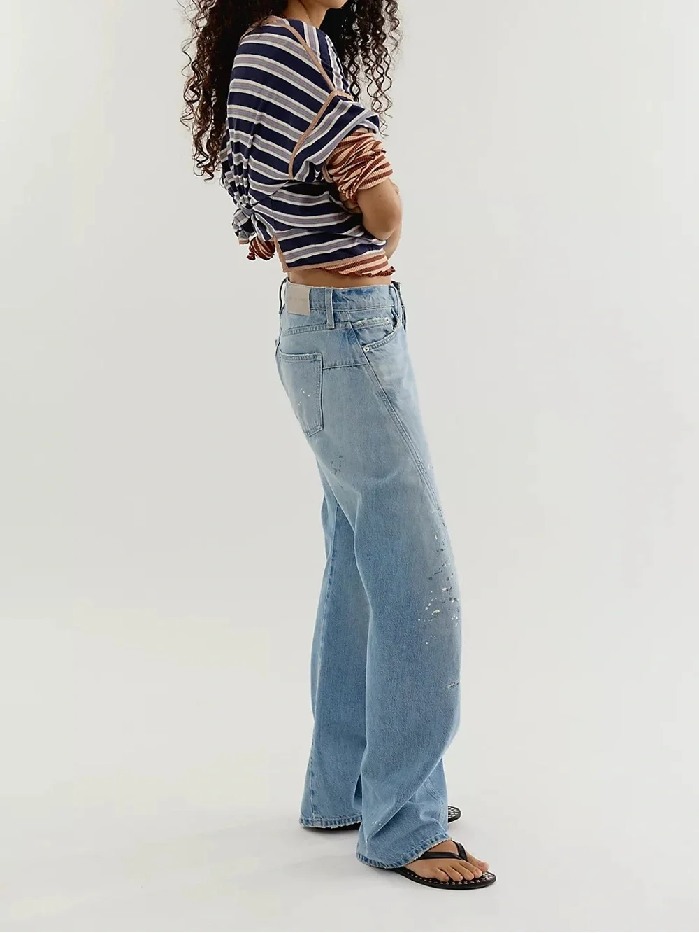 Free People We The Free Fable Low-Rise Twisted Bowed Jeans